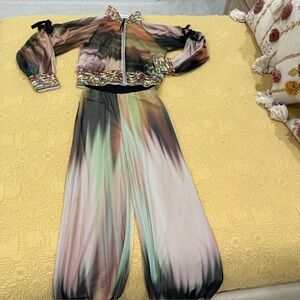 Petit Pois by Viviana G / 2-Piece Multicolored Mesh pant/top Set